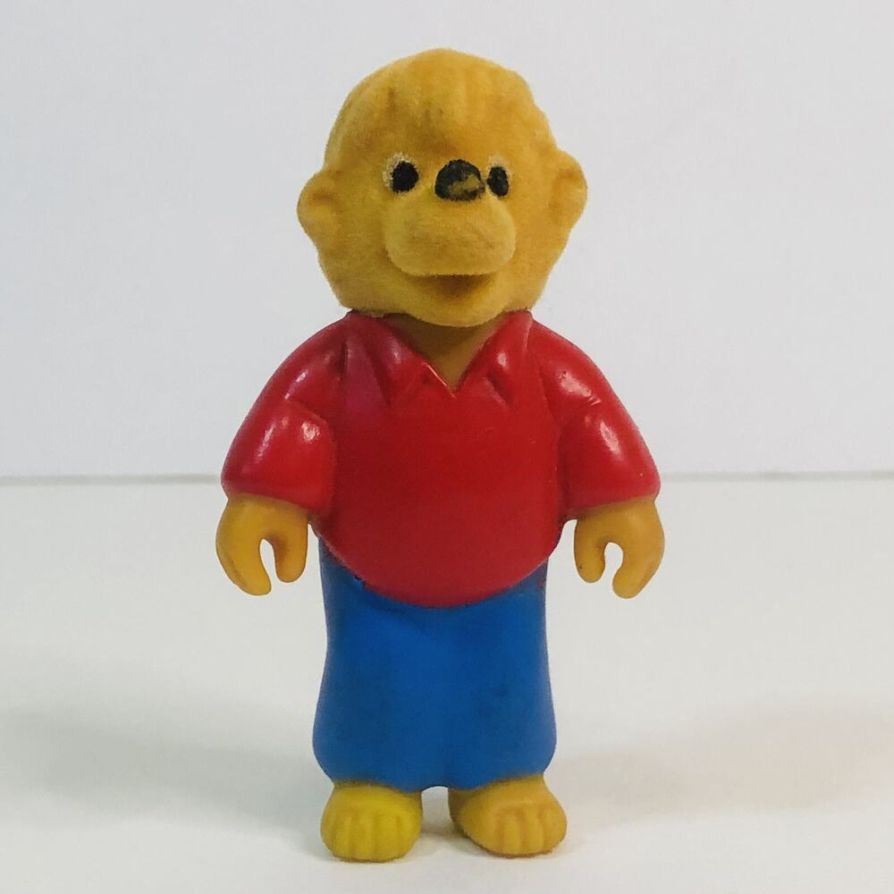 Vintage 1986 Berenstain Bears Brother Bear‎ Flocked PVC Figure 2.5 Inch Toy